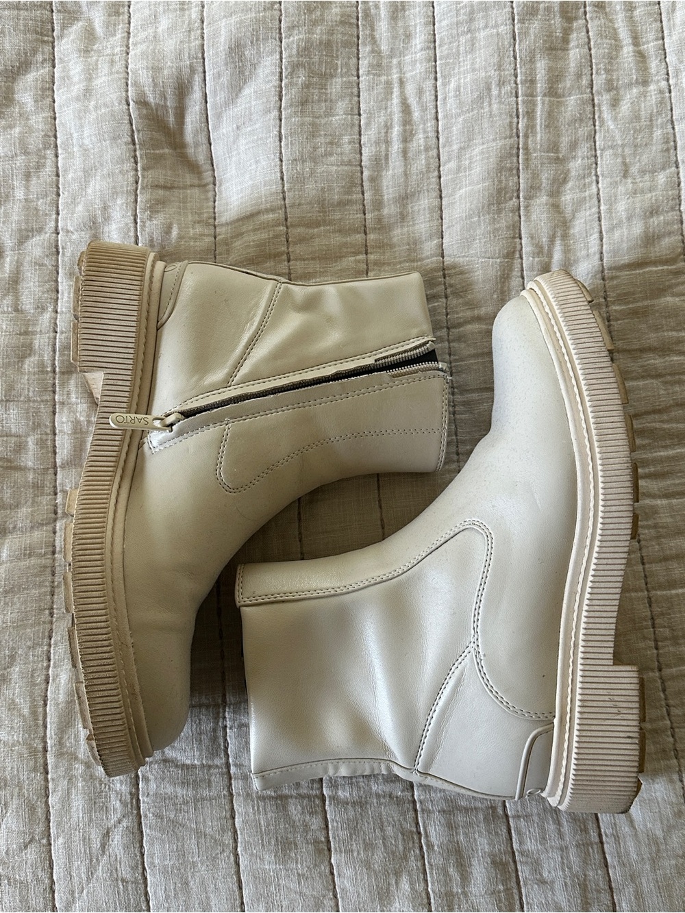 SARTO By Franco Sarto Cream Ankle Booties